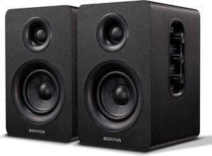Sanyun SW208 3" Active Bluetooth 5.0 Bookshelf Speakers  60W Carbon Fiber Speaker Unit - Built-in 24bit DAC - Dynamic 3D Surround Sound  2.0 Computer PC Monitor Gaming Speakers (Pair, Black)