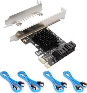 Ziyituod SATA Card,PCIE 3.0, 4 Port with 4 SATA Cables, 6 Gbps SATA Controller PCI Express Expression Card with Low Profile Bracket, Boot as System Disk, Non Raid, Support 4 SATA 3.0 Devices