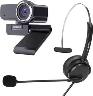Bundle AUSDOM AW635 FHD 1080p Webcam and AUSDOM BH01 3.5mm Wired Telephone Headset for Work at Home PC Computer Bundle AUSDOM AW635 FHD 1080p Webcam and AUSDOM BH01 3.5mm Wired Telephone Headset for Work at Home PC Computer