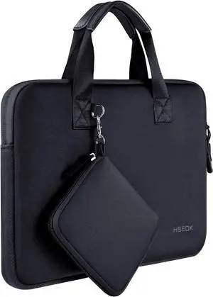 Hseok 13-14 inches Laptop Sleeve Elastic Neoprene Case, Water Repellent Notebooks Hand Bag with Handle and Small Case,Black