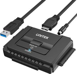 Unitek USB 3.0 to IDE and SATA Converter External Hard Drive Adapter Kit for Universal 2.5/3.5 HDD/SSD Hard Drive Disk, One Touch Backup Function, Included 12V/2A Power Adapter