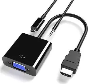 HDMI to VGA Adapter HDMI-VGA 1080P Converter with 3.5mm Audio Jack and USB Power Supply for HDMI Laptop PC PS4 Blue Ray Player Raspberry Pi Xbox to VGA Monitor Projector and More
