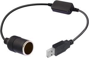 USB A Male to 12V Car Cigarette Lighter Socket Female Step Up Cable Inverter Converter for Lighters Driving Recorder GPS E-Dog and More-Black (0.98FT/0.3M)