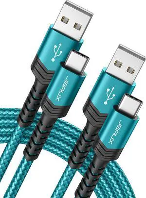 USB Type C Cable 3A Fast Charging [2-Pack 10ft] USB-A to USB-C Charge Braided Cord Compatible with Samsung Galaxy S10 S9 S8 S20 Plus A51 A11 Note 10 9 8 PS5 Controller USB C Charger-Green