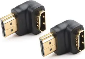 2-Pack Right Angle HDMI Adapter with 4K 60Hz and HDR Support 90 Degree HDMI Right Angle Adapter Black