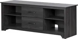 South Shore Fusion TV Stand with Drawers, Gray Oak,