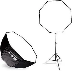 Godox Photo Studio 80cm 31.5in Portable Octagon Umbrella Softbox,190cm Light Stand with Hot Shoe Holder Bracket kit for Flash Speelidte