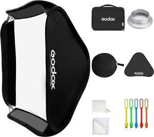 Godox 32x32 inches / 80x80cm Portable Foldable Studio Flash Softbox Diffuser kit with Bowens Mount Speedring and Carrying Case for Portraits,Product Photography and Video Shooting with USB LED