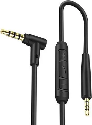 Replacement Aux Extension Cable Cord Wire for  QuietComfort QC25 QC35 Sound Link SoundTrue On Ear Headphones with in Line Mic Volume Control (Black)