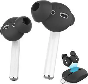 AhaStyle 4 Pairs AirPods Ear Tips Silicone Earbuds Cover Compatible with AirPods (2 Pair Large & 2 Pairs Small Black) AhaStyle 4 Pairs AirPods Ear Tips Silicone Earbuds Cover Compatible with AirPods (2 Pair Large & 2 Pairs Small Black)