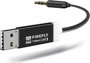 Firefly LDAC Bluetooth Receiver: High Resolution Wireless Audio Bluetooth 5.0 Adapter with Audiophile USB DAC 3.5mm AUX for Car/Home Stereo Hi Res Music Streaming Auto On No Charging Needed