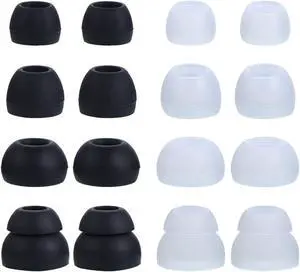 eBoot Replacement Earbuds Silicone Eartips Earpads Compatibe with Skullcandy Earphones Black and Clear 8 Pairs