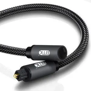 EMK Optical Extension Cable Male to Female Coupler Cord Nylon Braided Jacket 24K Gold-Plated Fiber Digital Extension Adapter Cable for Home Theater Sound bar TV PS4 Xbox 3.3ft