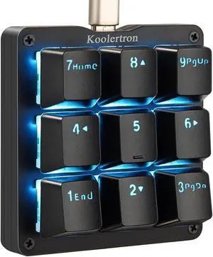 One Handed Macro Mechanical Keyboard Blue LED Backlit Portable Mini One-Handed Mechanical Gaming Keypad OSU! Keyboard 9 Fully Programmable Keys Black/Blue Switches/Blue LED