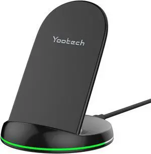 Yootech Wireless Charger 10W Max Wireless Charging Stand Compatible with iPhone 16/16 Plus/16 Pro Max/15/14/14 Plus/14 Pro Max/13/SE 2022/12/11/X/8 Galaxy S22/S21/S20/S10(No AC Adapter)