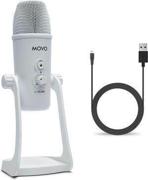 Movo UM700W White Desktop USB Microphone for Computer - Studio Mic with 4 Pickup Patterns - USB Gaming Microphone for PC, Mac, and Android - Best Microphone for Podcast Recording and Streaming Setup