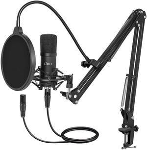 XLR Condenser Microphone, Professional Studio Cardioid Microphone Kit with Boom Arm, Shock Mount, Pop Filter, Windscreen and XLR Cable, for Broadcasting,Recording,Chatting and YouTube(XM-900)