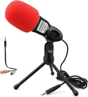 Condenser Microphone,Computer Microphone, 3.5MM Plug and Play Omnidirectional Mic with Desktop Stand for Gaming,YouTube Video,Recording Podcast,Studio,for PC,Laptop,Tablet,Phone