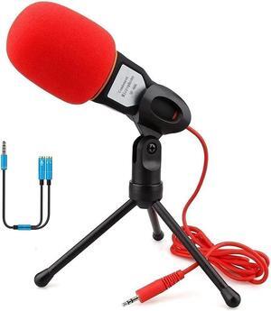Computer Microphone,Condenser Microphone,3.5MM Plug and Play Omnidirectional Mic with Desktop Stand for Gaming,YouTube Video,Recording Podcast,Studio,for PC,Laptop,Tablet,Phone