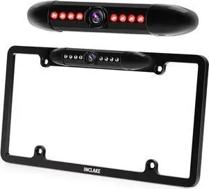 License Plate Backup Camera, Clear Back up Camera with 8 Upgraded IR Night Vision Lights, 170° Wide View Angle Waterproof Shockproof Rear View Camera for Universal Cars, SUV, Trucks, RV and More