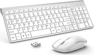 Wireless Keyboard and Mouse Combo,JOYACCESS USB Slim Wireless Keyboard Mouse with Numeric Keypad Compatible with iMac Mac PC Laptop Tablet Computer Windows (Silver White)