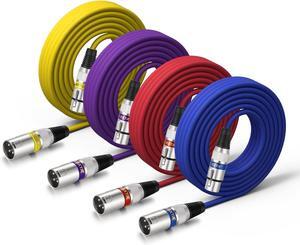 XLR Cable 25 Feet 4 Color Packs for Microphone Audio Mixer- XLR Male to Female 3 Pins Balanced Stage Patch Cable