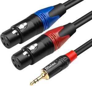 Dual Female XLR to 3.5mm Y-Splitter Cable Unbalanced XLR Female to 1/8 Inch Mini Jack TRS Stereo Aux Interconnect Audio Mic Breakout Patch Cord - 10 Feet/3 Meters