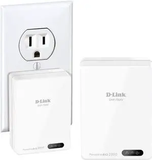 D-Link Powerline Adapter Starter Kit Ethernet Over Power Gigabit AV2 Up to 2000Mbps MIMO Internet Network Wall Plug In (DHP-701AV)