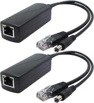 ANVISION 2-Pack Gigabit PoE Splitter, 48V to 12V 2A Ethernet Adapter, for Security Camera, AP, Voip and More, AV-PS12-G