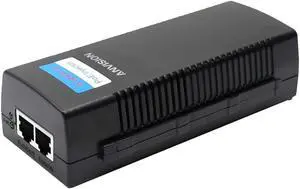 ANVISION 48V 1.0A Gigabit PoE Injector, 48W Power Supply Adapter with AC Cord, IEEE 802.3af/at Compliant, for IP Voip Phones, Cameras, AP and More