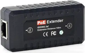 PoE Extender Ethernet Repeater 1 Port 10/100, IEEE802.3af for Security Systems IP Camera Poe Splitter, IP Phone Network PoE Signal Extender by CENTROPOWER