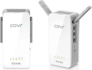 D-Link Powerline WiFi Adapter AC1200 COVR Smart Whole Home Mesh Wireless System, 2-Pack, Hybrid Dual Band Wall Plug in w/ 3 Gigabit Ethernet Ports Simple Setup (COVR-P2502-US), White