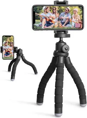Good Product Outlet Phone Tripod, Portable and Flexible Tripod with Wireless Remote and Clip, Cell Phone Tripod Stand for Video Recording (Black)