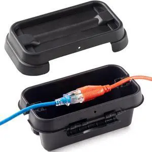 SockitBox  The Original Weatherproof Connection Box  Indoor & Outdoor Electrical Power Cord Enclosure for Timers, Extension Cables, Holiday Lights, Power Tools, Fountains & More  Size Small  Black