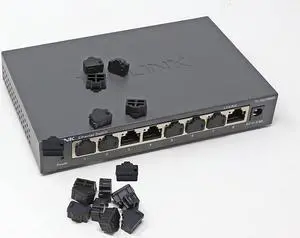iexcell 125 Pcs Black Ethernet Hub Port RJ45 Anti Dust Cover Cap Protector Plug