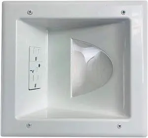 DATA COMM Electronics Media Plate with Duplex Surge Suppressor, White, 0 US