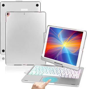 ONHI New iPad 10.2 9th Gen Keyboard Case, Touchpad Keyboard Case for 10.2" iPad 8th &7th Gen, Air 3, iPad Pro 10.5,360° Rotation Protective Keyboard Case with Color Backlight, Slim Cover (Silver)
