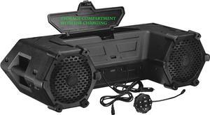 Planet Audio PATV85 ATV UTV Weatherproof Sound System - 8 Inch Speakers, 1.5 Inch Tweeters, Built-in Amplifier, Bluetooth. Built-in LED Lightbar, Easy Installation for 12 Volt Vehicles