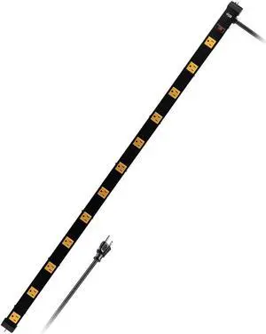 KMC 12 Outlet Heavy Duty Workshop Metal Power Strip with 3-Foot Long Extension Cord with Circuit Breaker, for Workshop and Industrial use, ETL Certified,Black