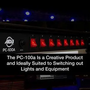 ADJ PC100A power strip single rack space unit with 8 on off lighted toggle switches and 15 amp breaker ADJ PC100A power strip single rack space unit with 8 on off lighted toggle switches and 15 amp breaker