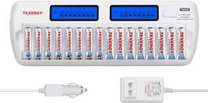 16 Pack Premium Pro AA Rechargeable Batteries and TN438 16 Bay Battery Charger, Bulk Quantity Rechargeable AA Power