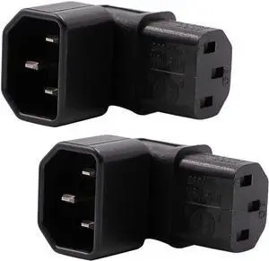 IEC C14 to C13 Power Adapter PDU Plug/Socket Down 90 Degree for LCD Wall Mount TV 2 Pack