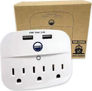 Cruise Power Strip No Surge Protector with USB Outlets - Ship Approved (Non Surge Protection) Cruise Essentials