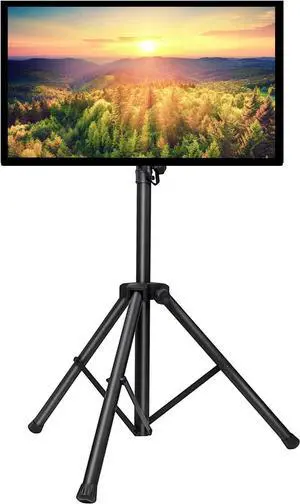 PERLESMITH TV Tripod Stand-Portable TV Stand for 23-65 Inch LED LCD OLED Flat Screen TVs-Height Adjustable Display Floor TV Stand with VESA 400x400mm, Holds up to 88lbs PSTM1