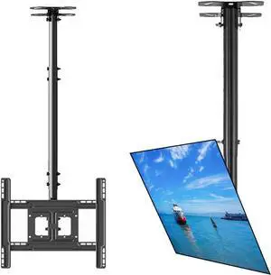 TV Ceiling Mount Adjustable Bracket,TV Wall Mount Bracket Fits 32-65 Inch LCD LED 4K TVs, Flat Screen Display, Adjustable Height Telescoping Tilt and Swivel, up to 150Lbs, VESA 800x300mm, Black