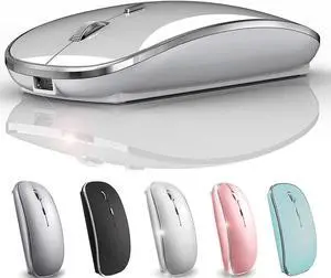 Wireless Mouse for MacBook Pro MacBook Air Laptop Desktop Chromebook Win7/8/10/11 PC - Silver Wireless Mouse for MacBook Pro MacBook Air Laptop Desktop Chromebook Win7/8/10/11 PC - Silver