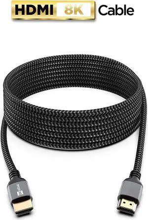 8K HDMI Cable 15 ft | Super High Speed, Braided Nylon & Gold Connectors, 8K @ 60Hz, 4K @ 120 HZ, 2K, 1080P & ARC Compatible | for Laptop, Monitor, PS5, PS4, Xbox One, Fire TV, Apple TV & More 8K HDMI Cable 15 ft | Super High Speed, Braided Nylon & Gold Connectors, 8K @ 60Hz, 4K @ 120 HZ, 2K, 1080P & ARC Compatible | for Laptop, Monitor, PS5, PS4, Xbox One, Fire TV, Apple TV & More