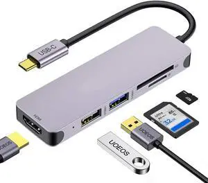 USB C Hub, 5 in1 USB C to HDMI Adapter, Thunderbolt 3 USBc HDMI Card Reader Compatible with MacBook Pro, Surface Pro/Go,IPad pro,XPS 13,DEX Adapter and Other Type C Laptops
