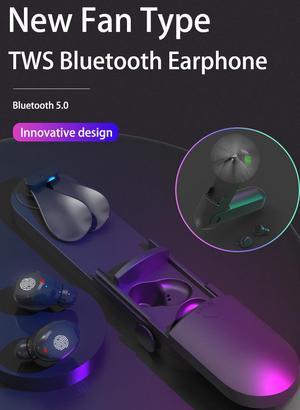 TWS earphone wireless bluetooth V5.0 DPS HD noise reduction call large capacity charging cabin IPX 7 waterproof bluetooth earbuds with mini handy fan multiple colors