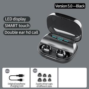 LED Smart Touch Display Calling HD Earphone Waterproof Bass Hi-Fi Earbuds Stereo Voice Assistant Bluetooth 5.0 In-ear Wireless Headset As a Mobile Phone,Black